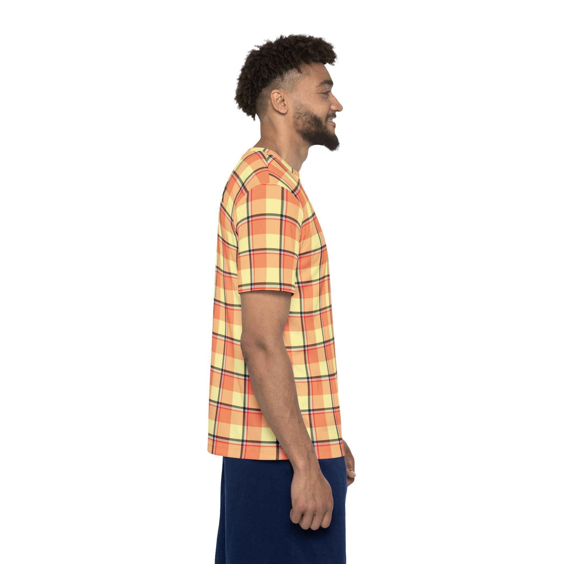 Personalized Men's Sports Jersey, Vibrant Plaid Graphic Tee, Casual Wear, Athletic Style