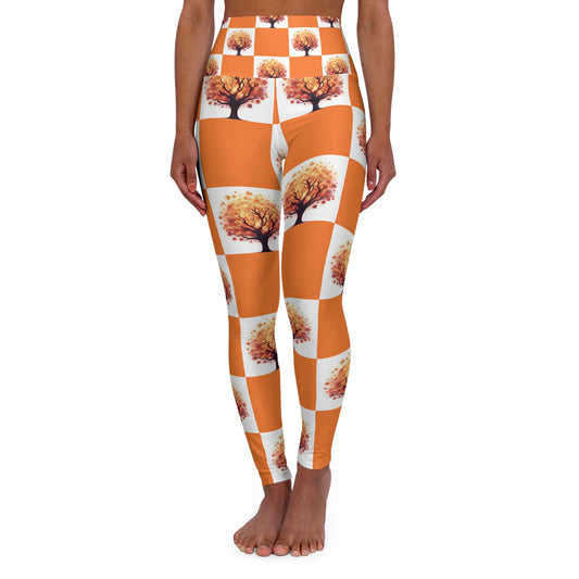 High Waisted Yoga Leggings with Autumn Tree Design, Fitness Wear, Activewear, Gift for Yoga Lovers, Comfortable Leggings, Exercise Apparel - Celtic Scents
