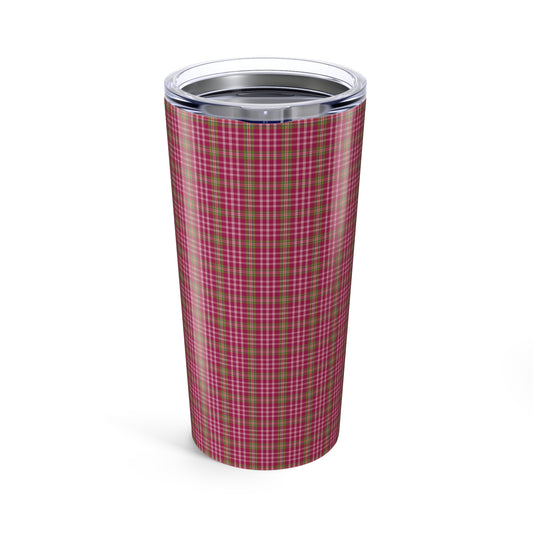 Cozy Pink Plaid Tumbler 20oz - Stylish Travel Mug for Hot & Cold Beverages, Perfect Gift for Fall, Coffee Lovers, Home Decor, Outdoor Adventures - Celtic Scents