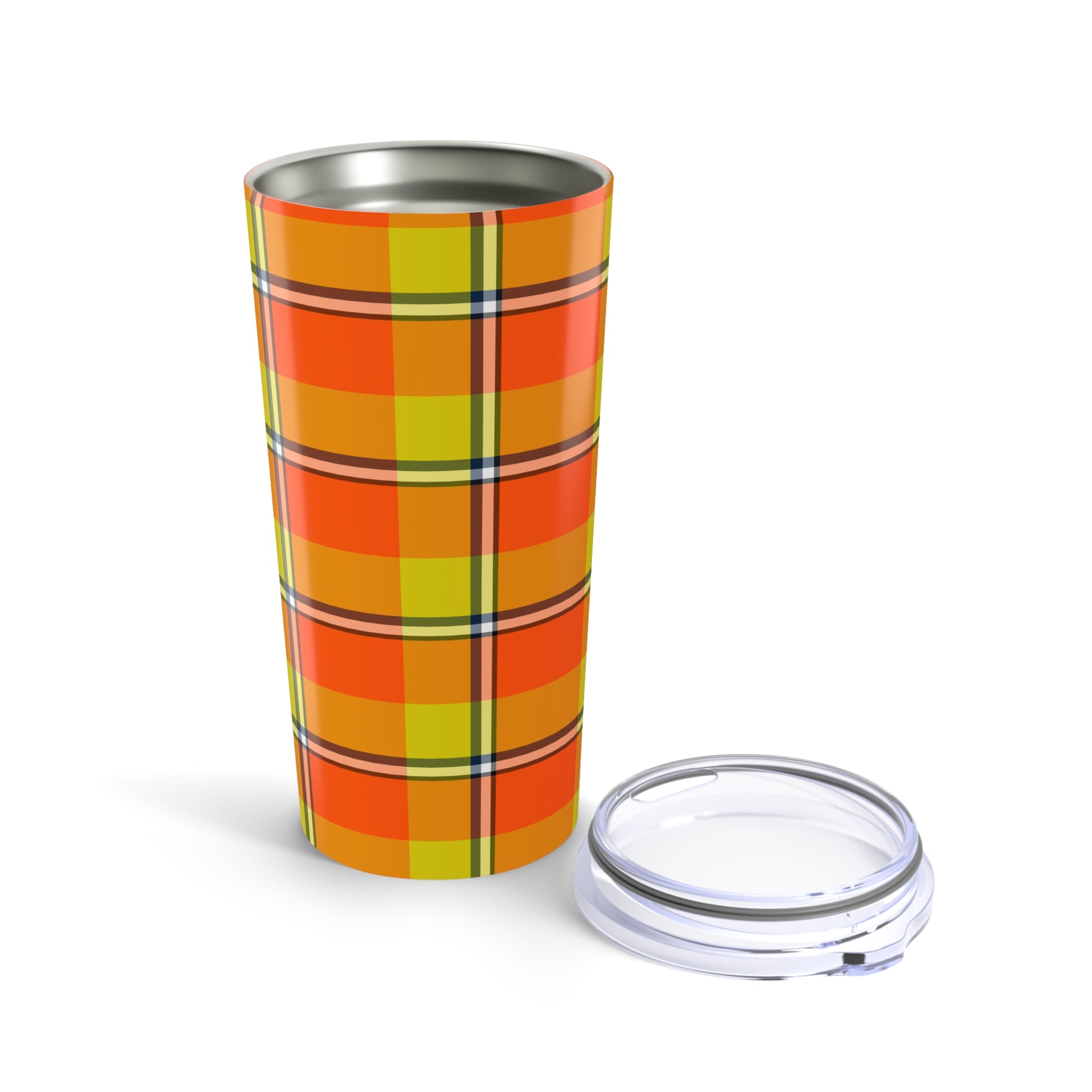 Vibrant Autumn Plaid Tumbler | 20oz Insulated Drinkware for Fall, Thanksgiving, Cozy Vibe, Outdoor Events, Gift for Her, Plaid Lover - Celtic Scents