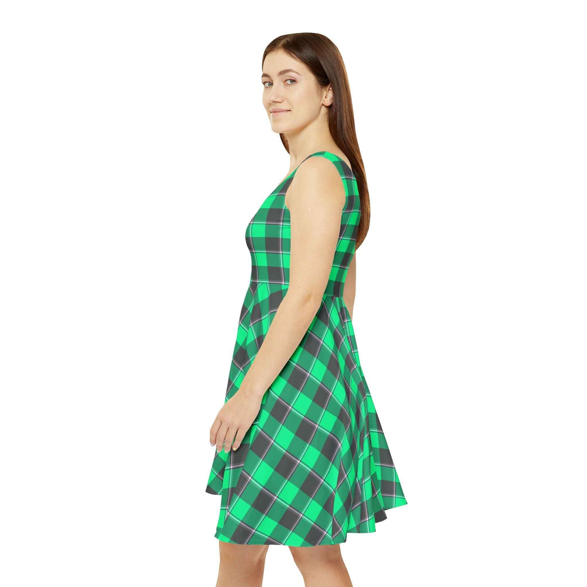 Plaid Women's Skater Dress, Casual Summer Dress, Boho Style Dress, Party Dress, Everyday Wear Dress, Holiday Dress, Gift Idea