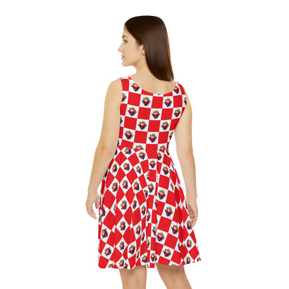 Strawberries Skater Dress, Women's Summer Dress, Casual Dress, Vacation Outfit, Strawberry Print Dress, Festival Wear - Celtic Scents