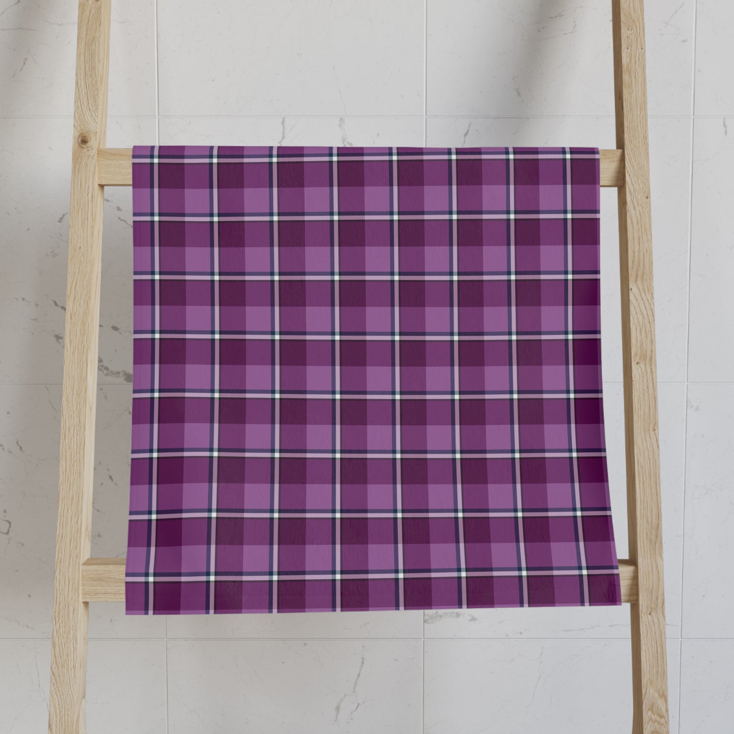 Purple Plaid Hand Towel, Cozy Bathroom Decor, Stylish Kitchen Towel, Farmhouse Accessories, Gift for Homeowner