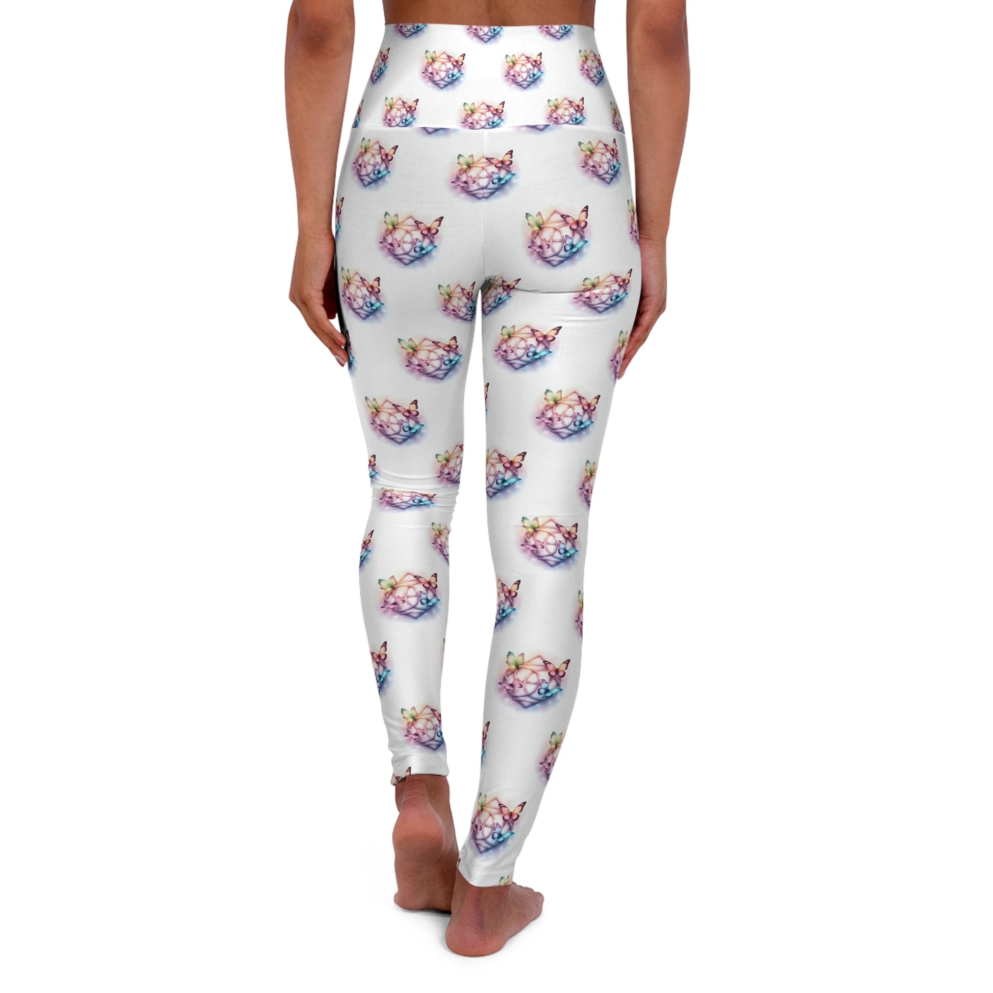 Colorful Butterflies High Waisted Yoga Leggings - Fun Activewear for Butterfly Lovers, Perfect for Yoga, Gym, Workouts, Gifts - Celtic Scents