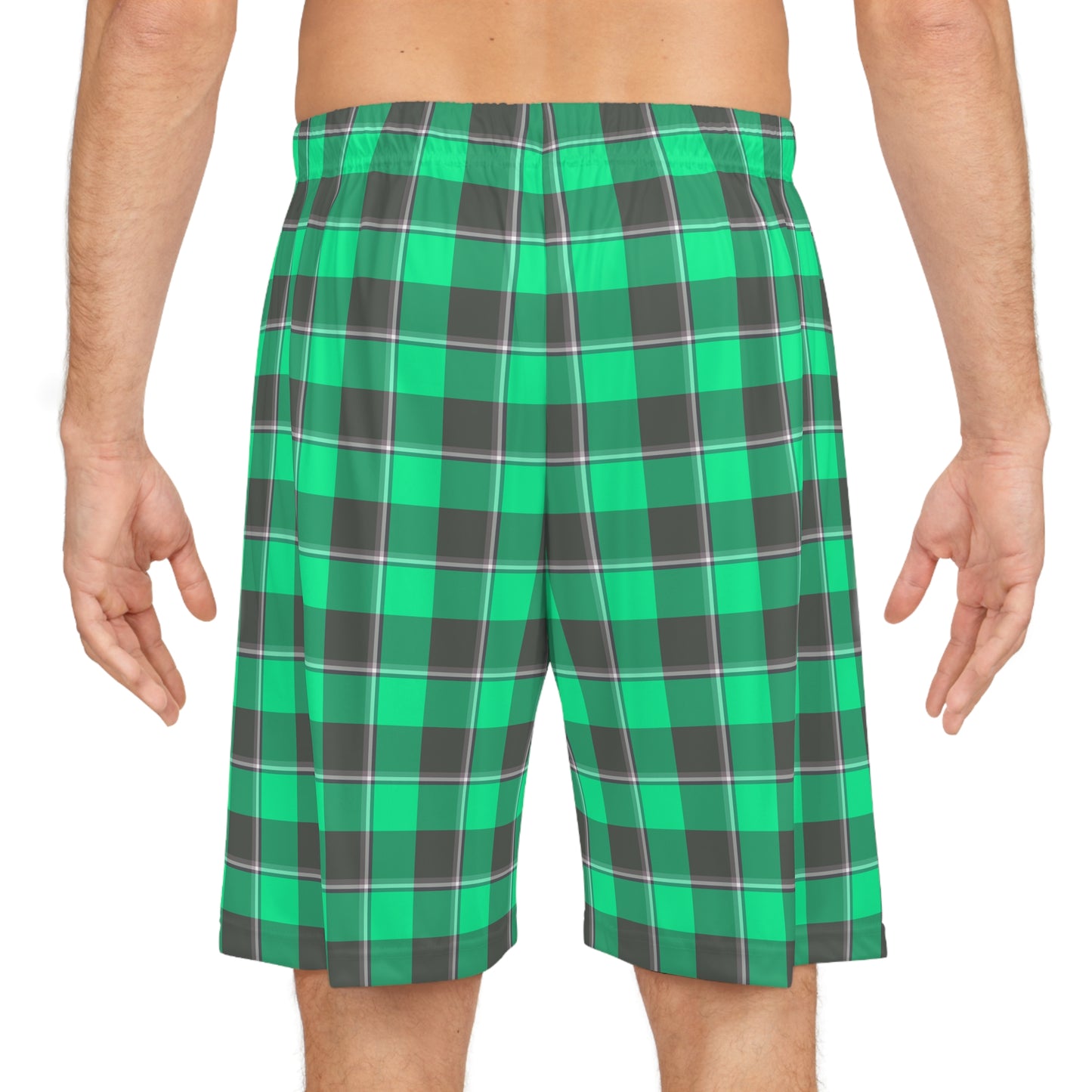Stylish Basketball Shorts, Green Plaid Wear, Summer Sports, Workout Gear, Gym Essentials, Casual Loungewear - Celtic Scents