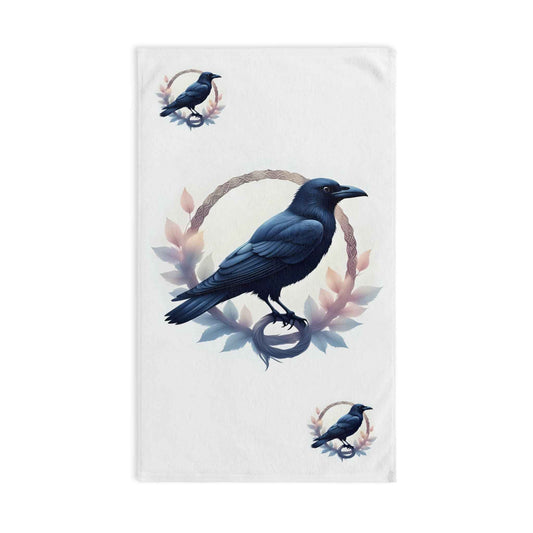 Raven Artwork Hand Towel, Dark Aesthetic Kitchen Towel, Gothic Bathroom Decor, Bird Lovers Gift, Fantasy Home Accent