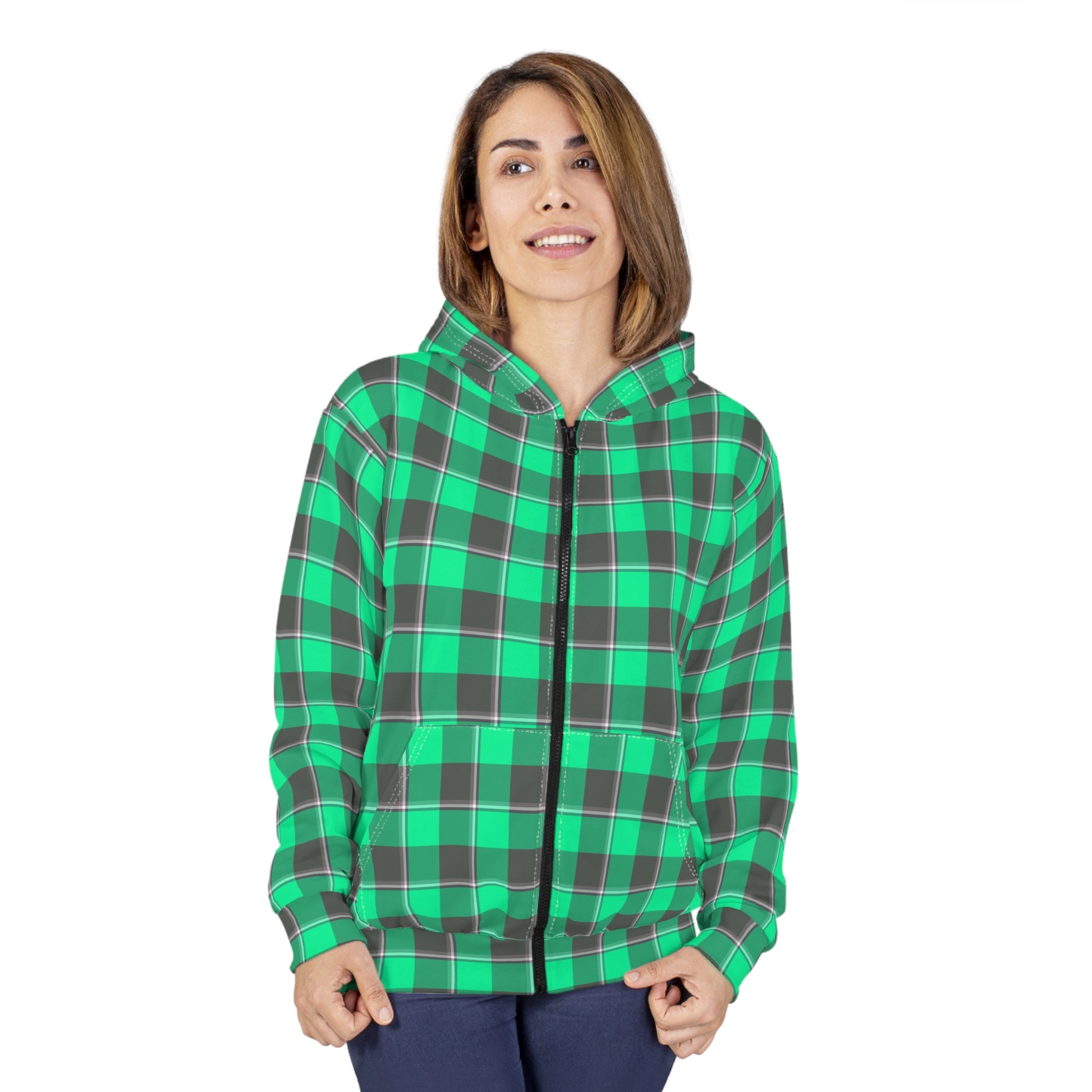 Unisex Plaid Zip Hoodie, Cozy Layering, Casual Wear, Perfect for Fall, Gifts for Him and Her, Everyday Comfort - Celtic Scents