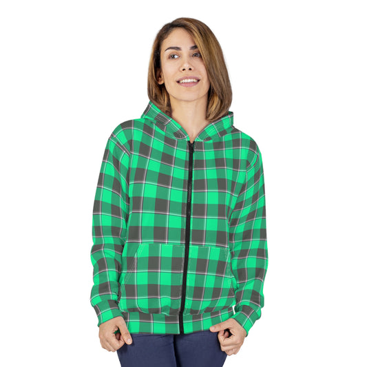 Unisex Plaid Zip Hoodie, Cozy Layering, Casual Wear, Perfect for Fall, Gifts for Him and Her, Everyday Comfort - Celtic Scents