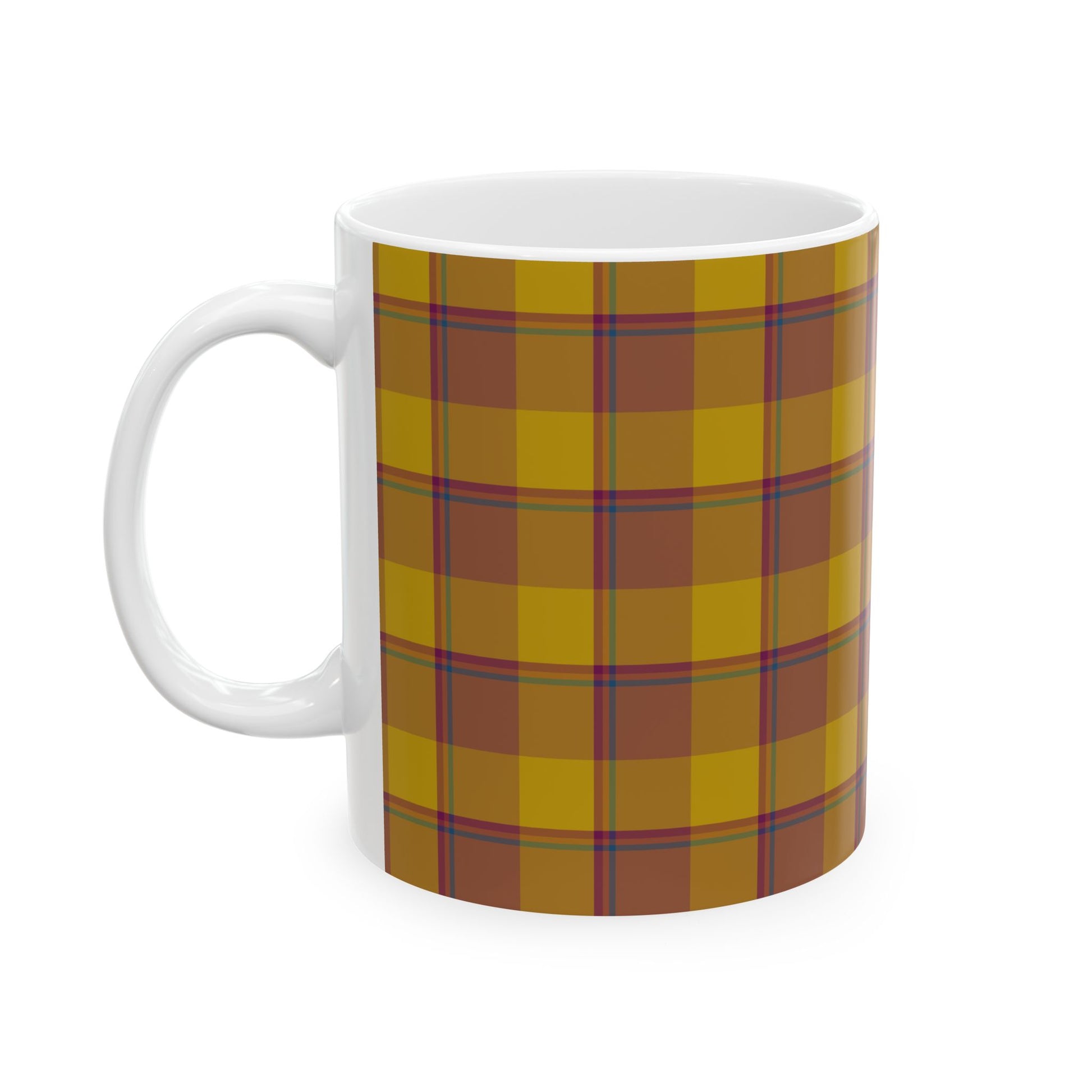 Autumn Plaid Ceramic Mug, 11 oz and 15 oz Sizes, Perfect for Coffee Lovers, Gift Ideas, Holidays, Birthdays - Celtic Scents