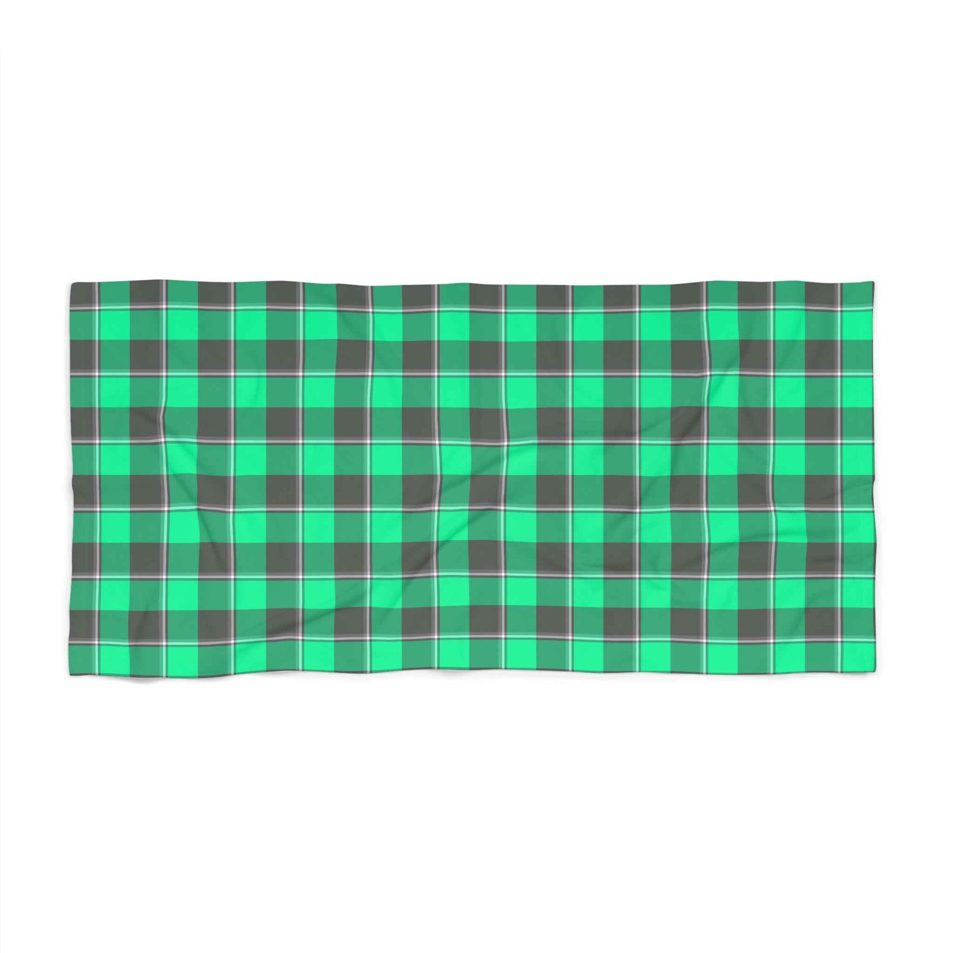 Green Plaid Beach Towel, Summer Essential, Poolside Accessory, Gift for Beach Lovers, Vacation Must-Have, Home Decor
