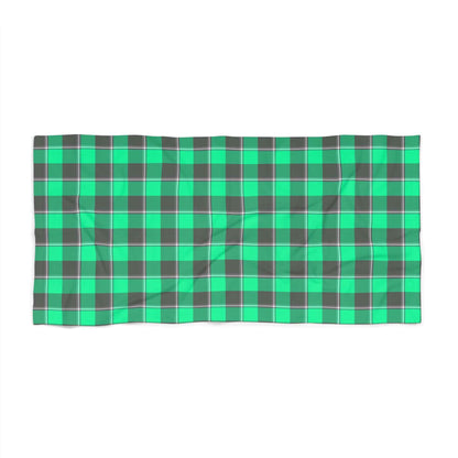 Green Plaid Beach Towel, Summer Essential, Poolside Accessory, Gift for Beach Lovers, Vacation Must-Have, Home Decor