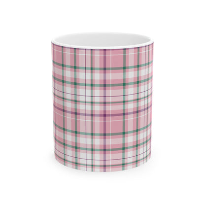 Cozy Multi Pink Plaid Mug | 11oz, 15oz Coffee Cup | Perfect for Autumn, Home Decor, Gift for Friends and Family, Warm Beverage Enjoyment - Celtic Scents
