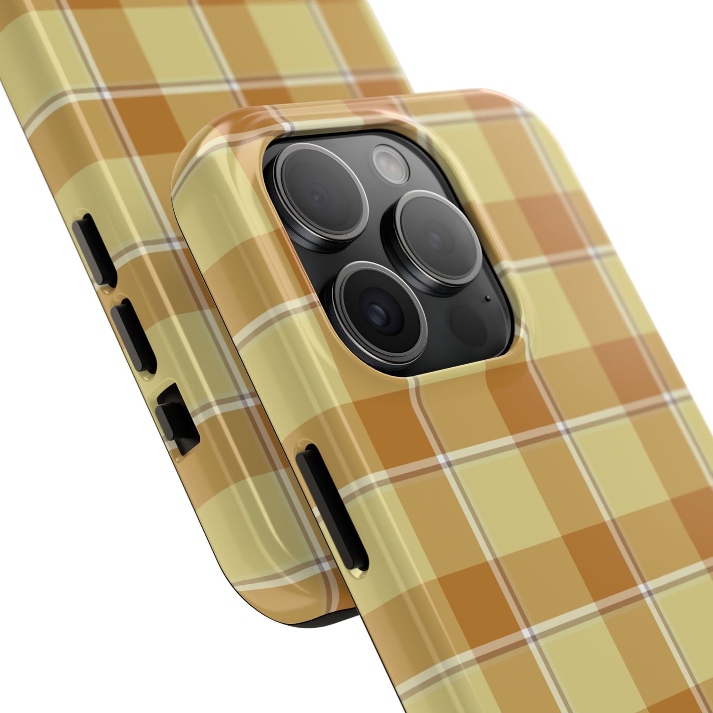 Stylish Autumn Plaid Tough Phone Cases, Trendy Phone Accessories, Durable Phone Protection, Yellow and Brown Plaid, Perfect Gift - Celtic Scents