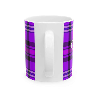 Personalized Vibrant Plaid Ceramic Mug, Cozy Drinkware for Coffee Lovers, Perfect Gift