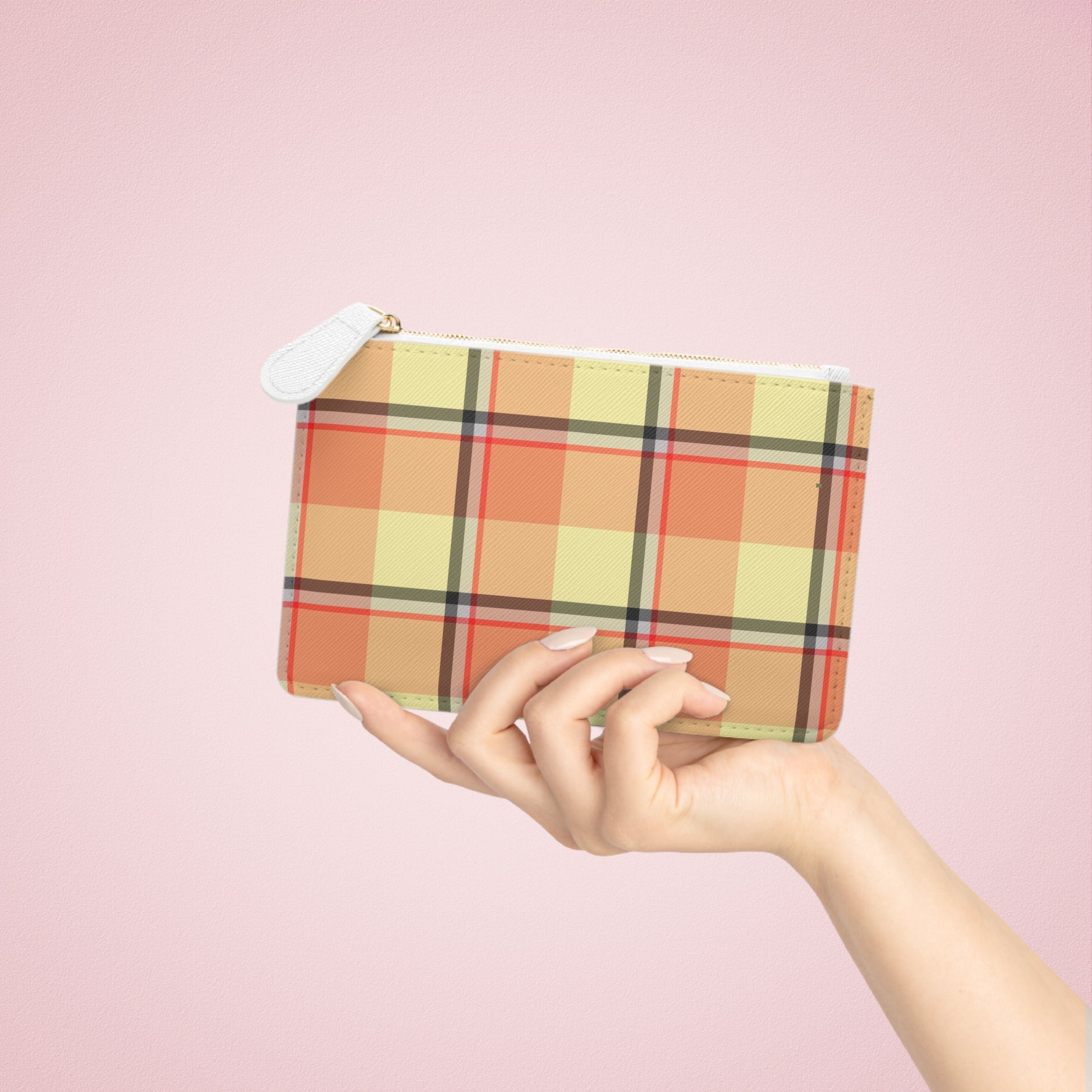 Personalized Plaid Mini Clutch Bag, Stylish Wristlet, Custom Makeup Pouch, Fashion Accessory, Gift for Her, Everyday Use - Celtic Scents