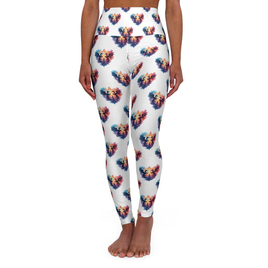 Vibrant High Waisted Yoga Leggings, Fitness, Dance, Activewear, Gift for Her, Workout Gear, Stylish Athleisure, Dragon Celtic Design - Celtic Scents