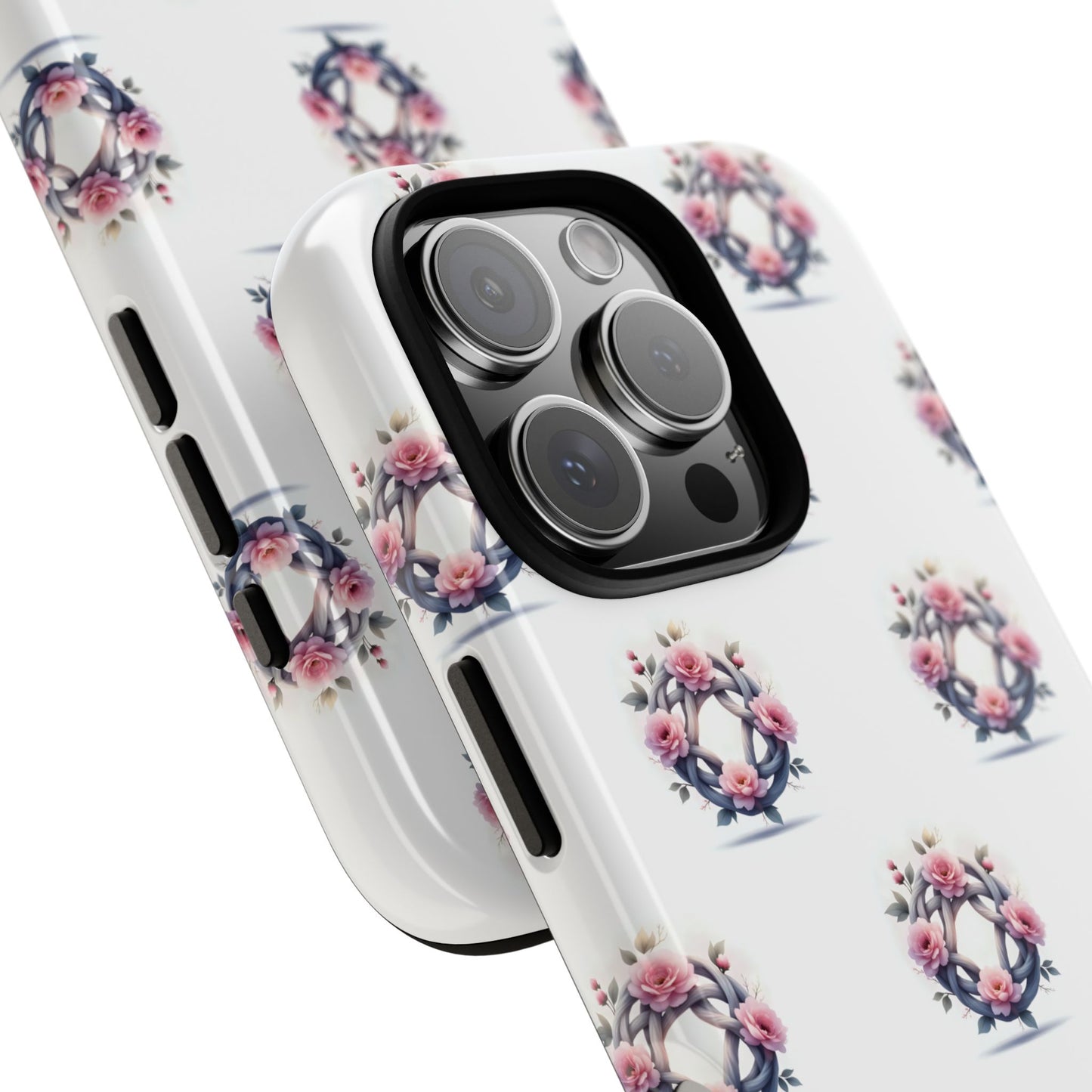 Floral Phone Case, Tough Cases for Women, Cute Celtic Knot Floral Design iPhone Cover, Gift for Her, Stylish Tech Accessories