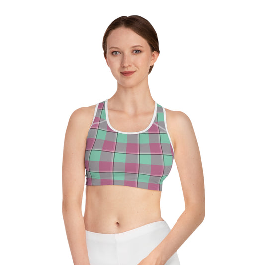 Stylish Plaid Sports Bra, Comfortable Workout Top, Fitness Apparel, Stylish Activewear, Gym Wear, Matching Athletic Set - Celtic Scents