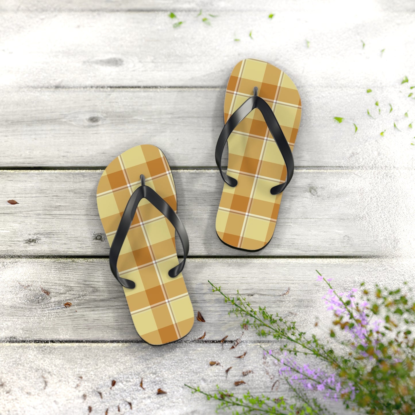 Stylish Plaid Flip Flops | Summer Beach Footwear, Pool Slide Sandals, Vacation Essentials, Casual Summer Fashion, Gift for Him/Her - Celtic Scents