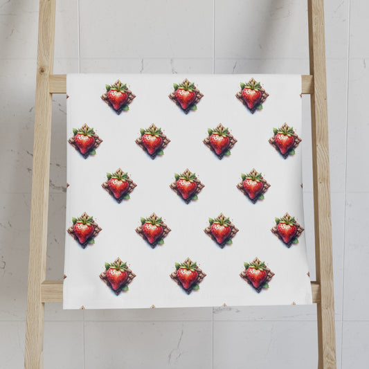 Strawberry Celtic Pattern Hand Towel | Kitchen Decor, Gift for Chefs, Summer Vibes, Farmhouse Style, Eco-Friendly Kitchen