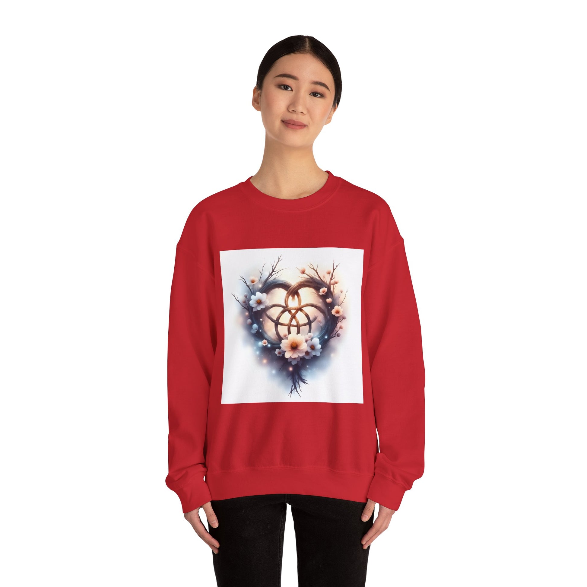 Floral Heart Crewneck Sweatshirt | Cozy Unisex Gift for Nature Lovers, Casual Wear, Spring Fashion, Eco-Friendly Style - Celtic Scents