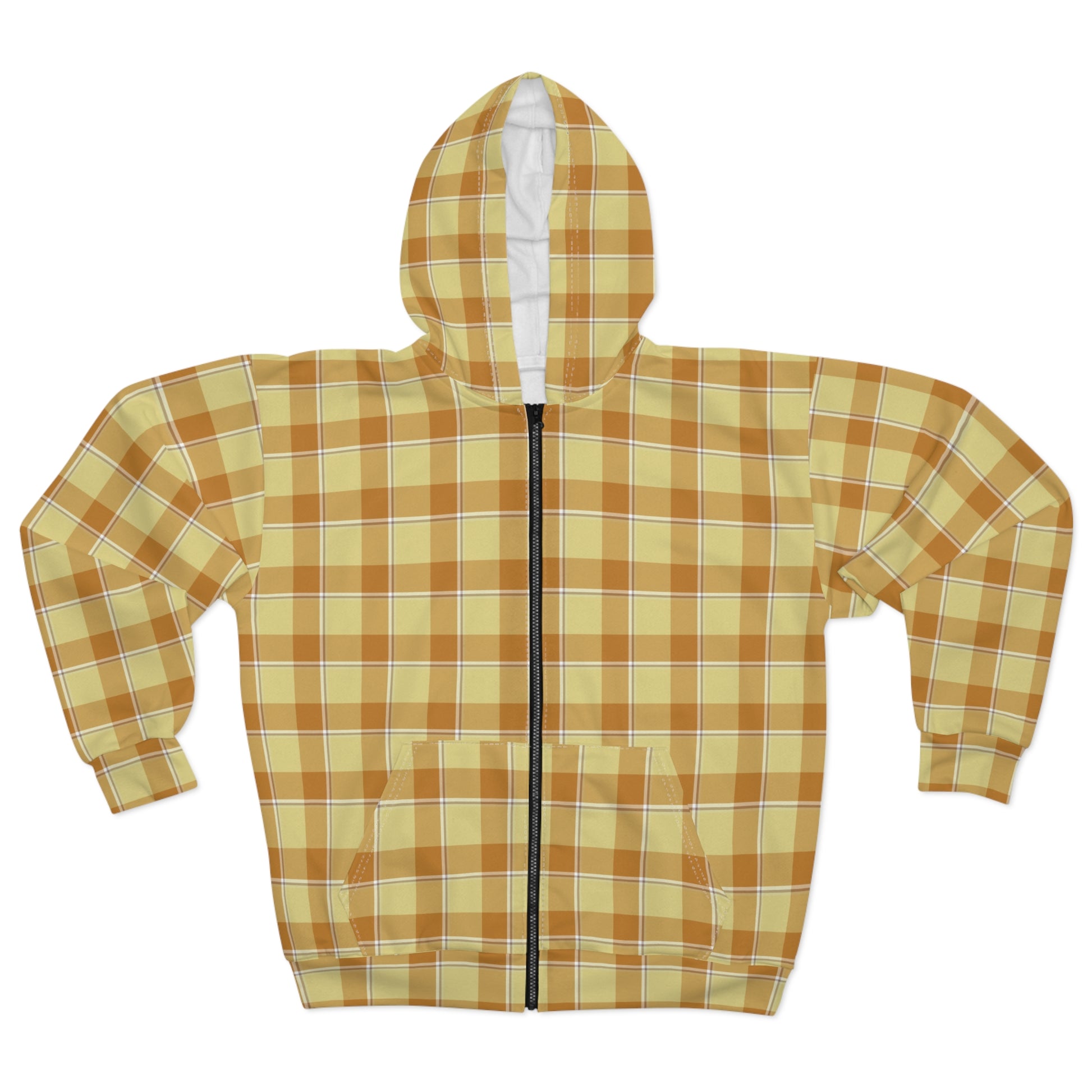 Stylish Unisex Zip Hoodie in Warm Plaid, Cozy Layering, Perfect Gift, Casual Fashion, Autumn & Winter Essential, Outdoor Adventures - Celtic Scents