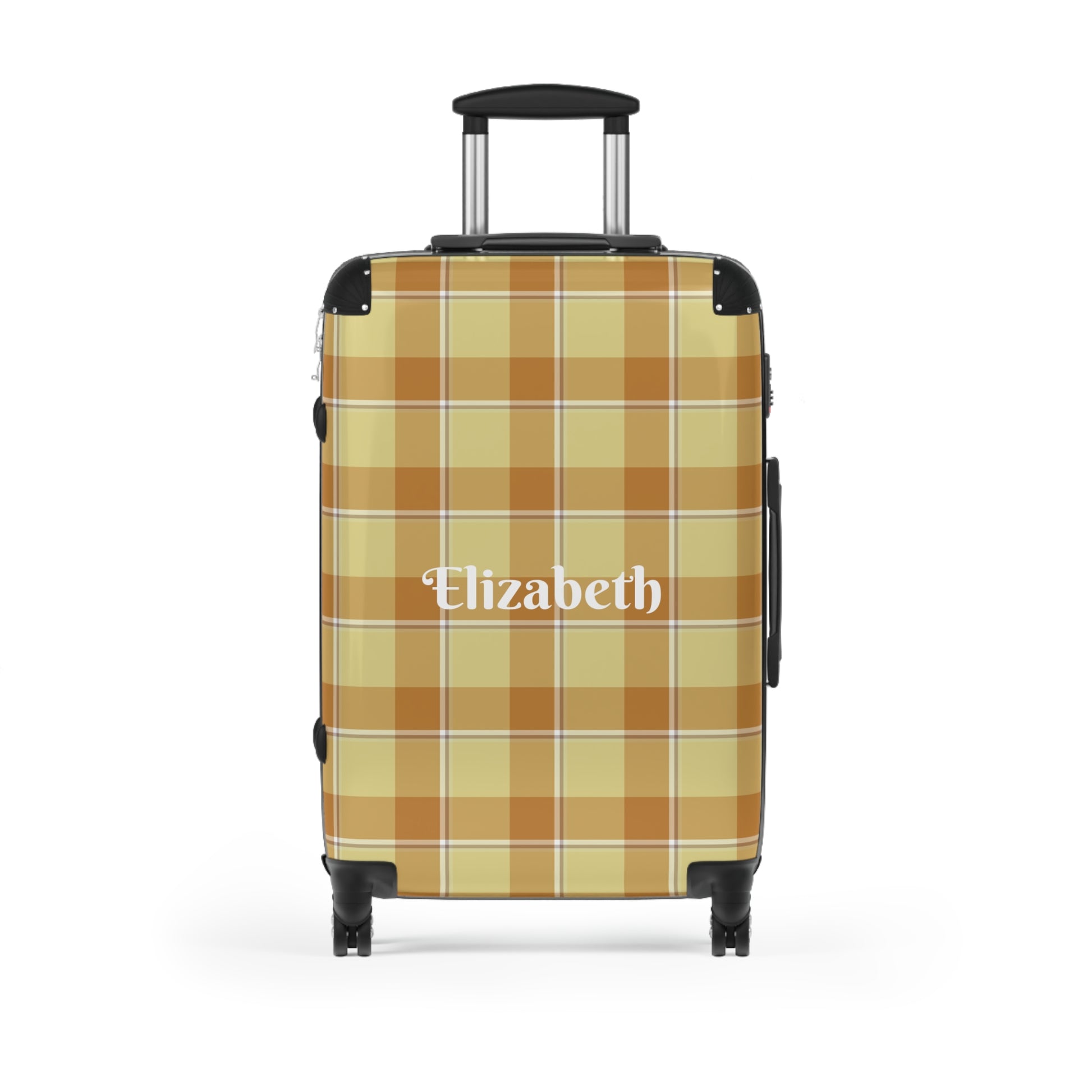 Personalized Suitcase, Travel Essentials, Custom Luggage, Beige Plaid Design, Gift for Travelers, Vacation Accessory - Celtic Scents