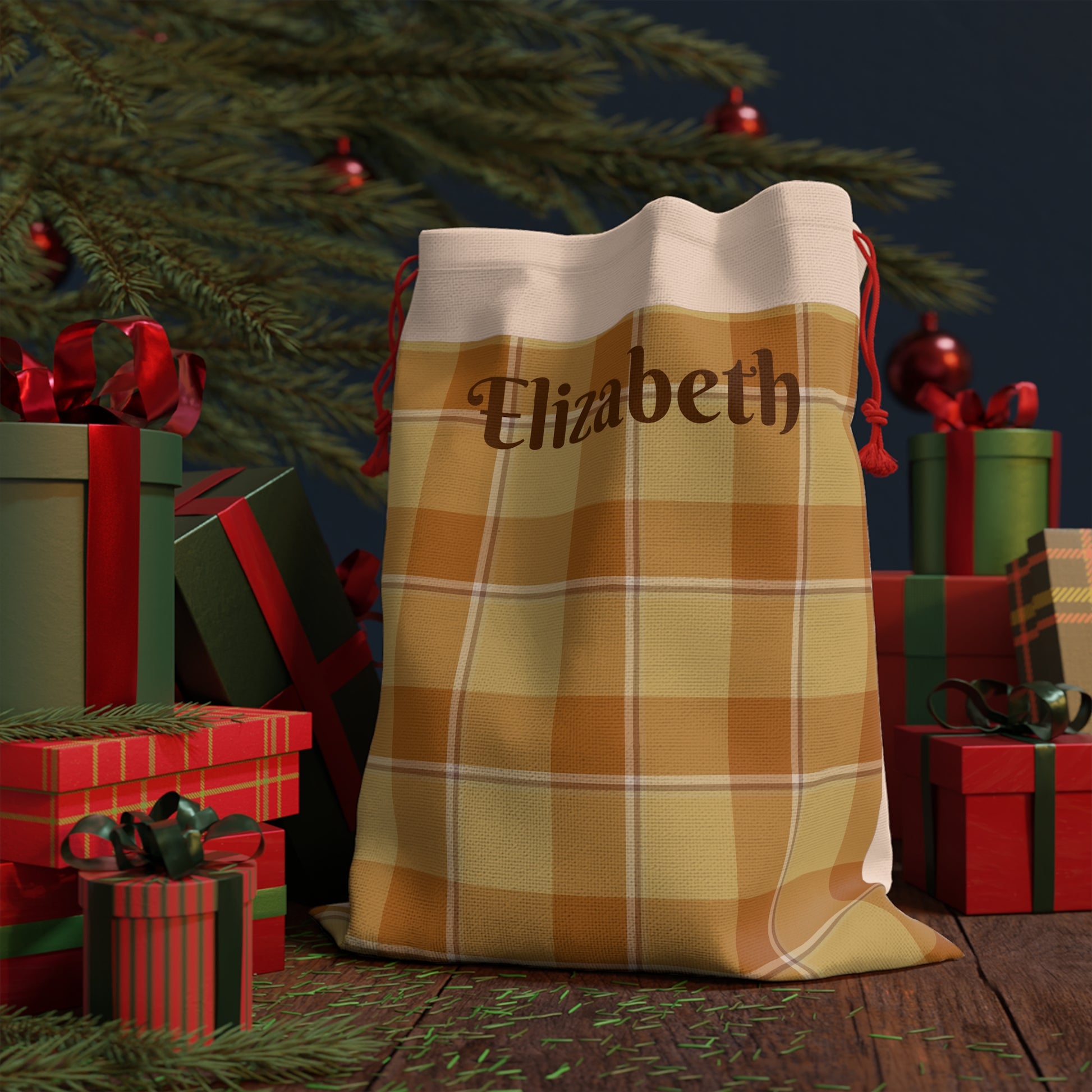Personalized Plaid Gift Bag, Custom Gift Bag for Her, Unique Party Favor Bags, Holiday Gift Bag, Custom Name Gift Sacks - Celtic Scents