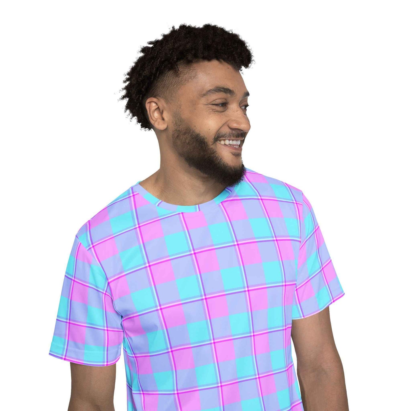 Customized Men's Sports Jersey, Vibrant Plaid, Athleisure Tee, Casual Wear, Summer Sports