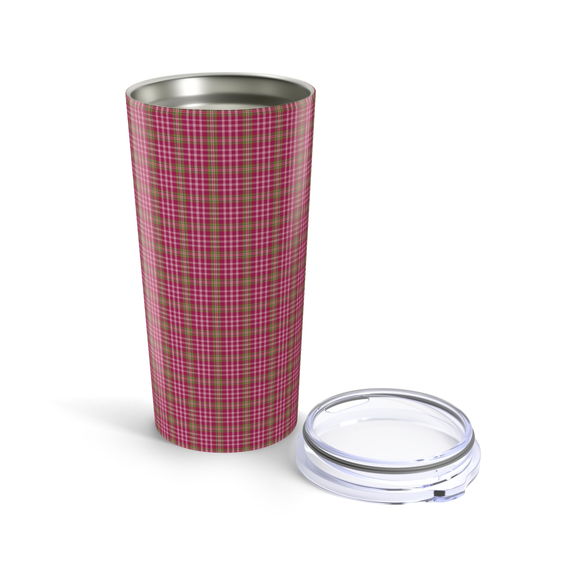 Cozy Pink Plaid Tumbler 20oz - Stylish Travel Mug for Hot & Cold Beverages, Perfect Gift for Fall, Coffee Lovers, Home Decor, Outdoor Adventures - Celtic Scents