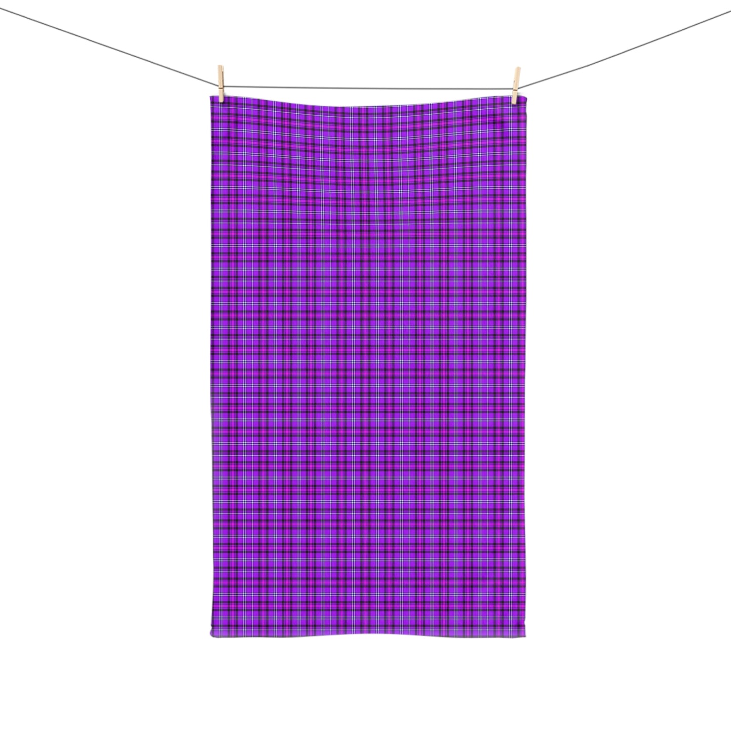 Purple Plaid Hand Towel, Cozy Kitchen Decor, Gift for Her, Bathroom Essentials, Picnic Accessory, Home Textile