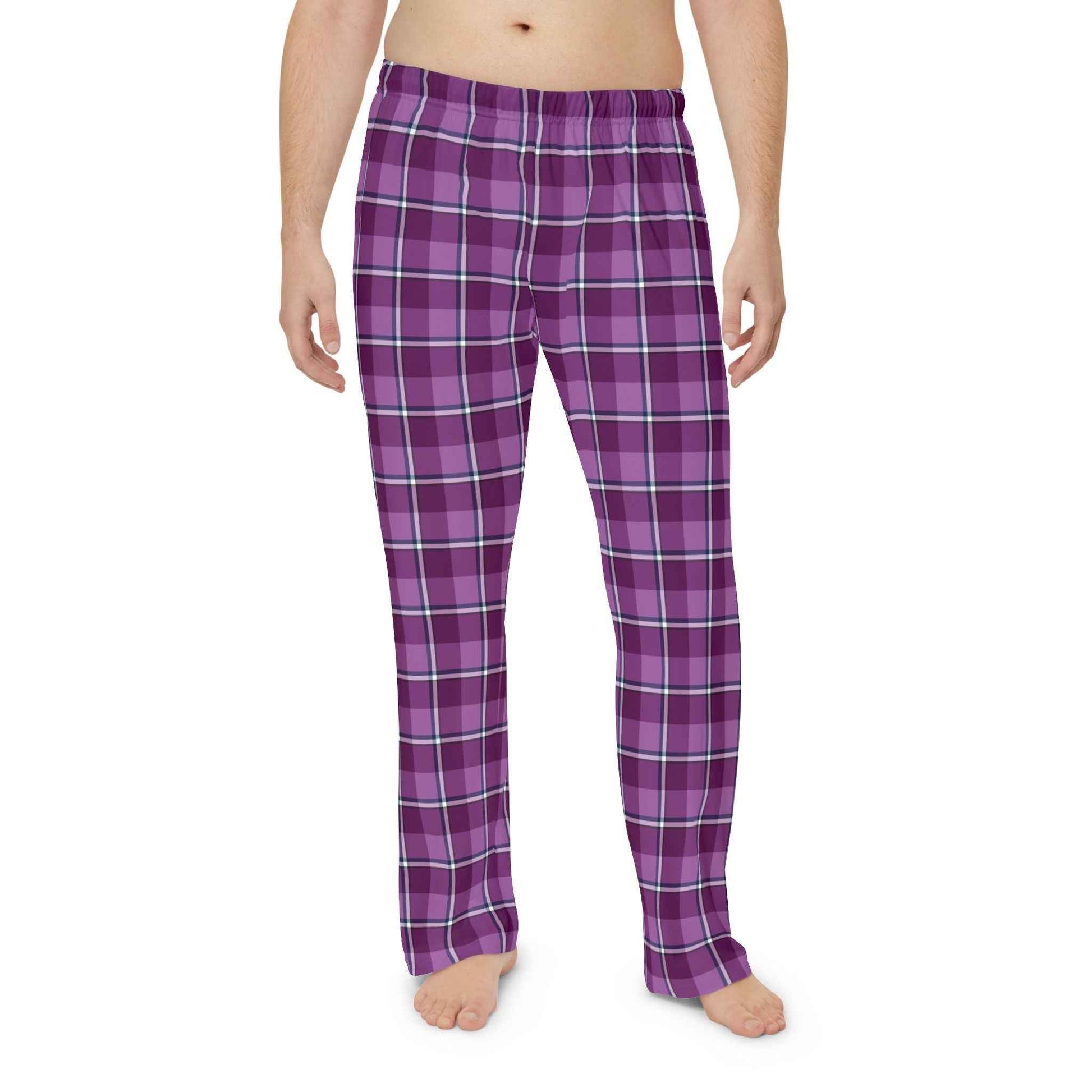 Cozy Men's Pajama Pants, Purple Plaid Lounge Wear, Comfortable Sleepwear, Gift for Him, Relaxation, Home Essentials