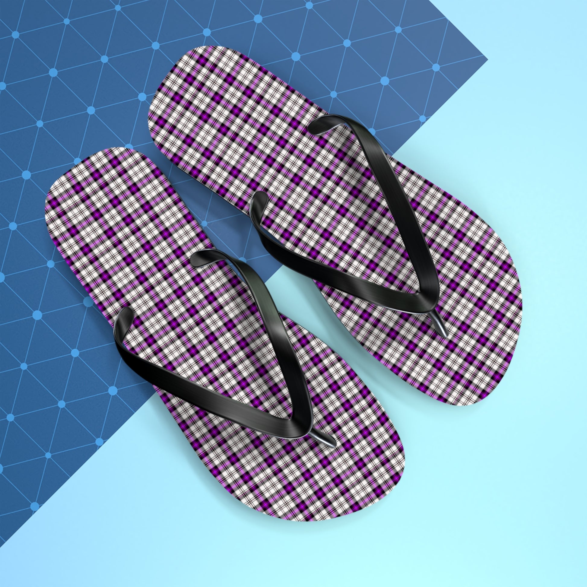 Plaid Flip Flops for Summer Vibes, Beach Wear, Poolside Relaxation, Casual Outings, Gift for Her - Celtic Scents