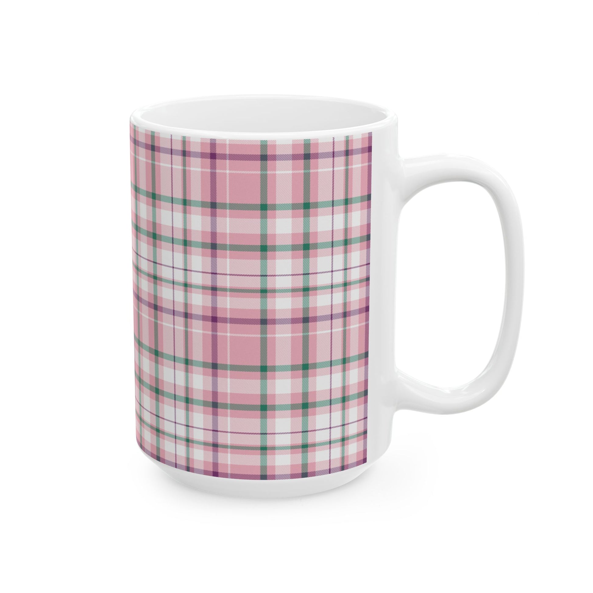 Cozy Multi Pink Plaid Mug | 11oz, 15oz Coffee Cup | Perfect for Autumn, Home Decor, Gift for Friends and Family, Warm Beverage Enjoyment - Celtic Scents