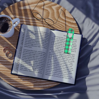 Personalized Plaid Bookmark, Custom Name Bookmark, Perfect Gift for Readers, Book Lover Accessories, Green Checkered Design