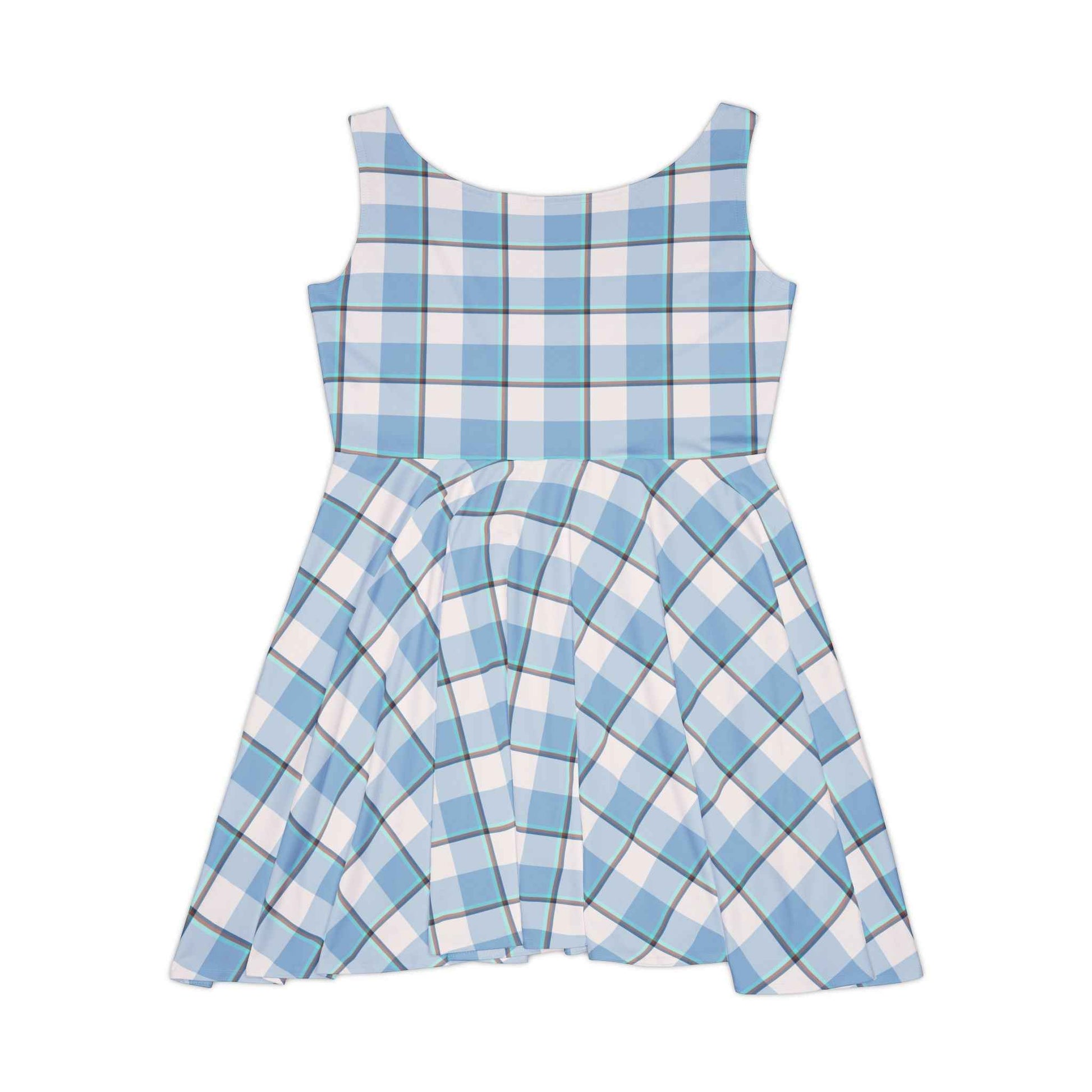 Winter Plaid Blue Women's Skater Dress | Casual Summer Dress, Spring Party Dress, Comfortable Everyday Wear, Vintage Style, Birthday Gift