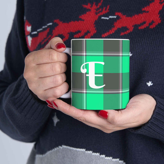 Personalized Plaid Ceramic Mug, Cozy Gift, Coffee Lover's Cup, Kitchen Decor, Holiday Drinkware