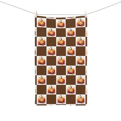 Autumn Pumpkin Hand Towel, Seasonal Kitchen Towel, Fall Decor, Thanksgiving Hand Towel, Rustic Home Accessory