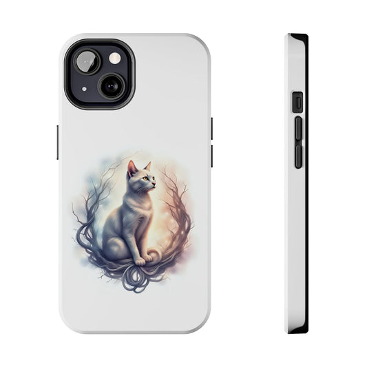 Artistic Cat Phone Case, Tough Phone Cases, Pet Lover Gift, Cat Lover Accessory, Unique Phone Cover, Protector Case