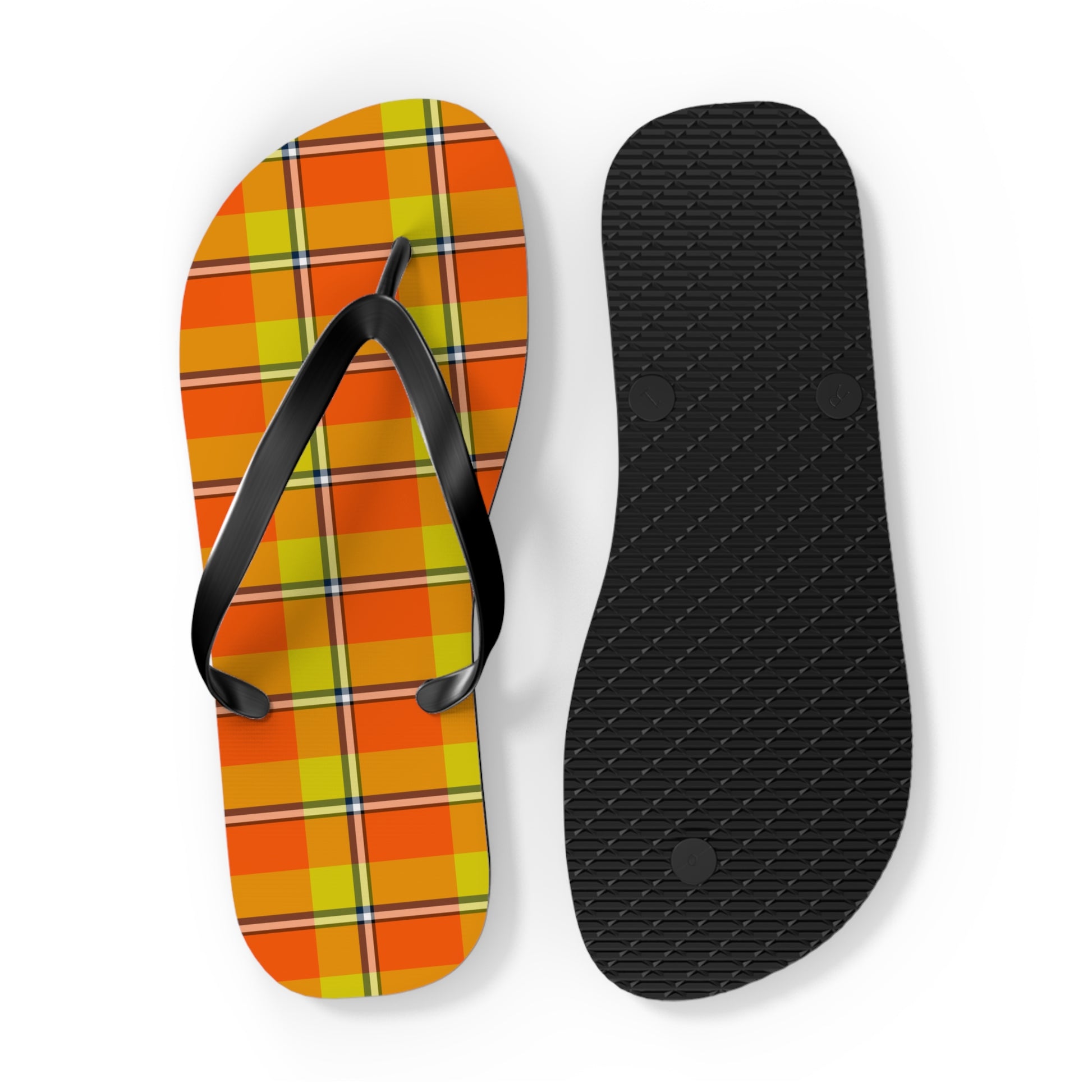 Bright Plaid Flip Flops | Summer Sandals, Beachwear, Vacation Footwear, Gift for Her, Casual Slip-Ons, Autumn Design - Celtic Scents