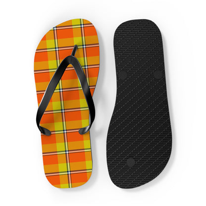 Bright Plaid Flip Flops | Summer Sandals, Beachwear, Vacation Footwear, Gift for Her, Casual Slip-Ons, Autumn Design - Celtic Scents