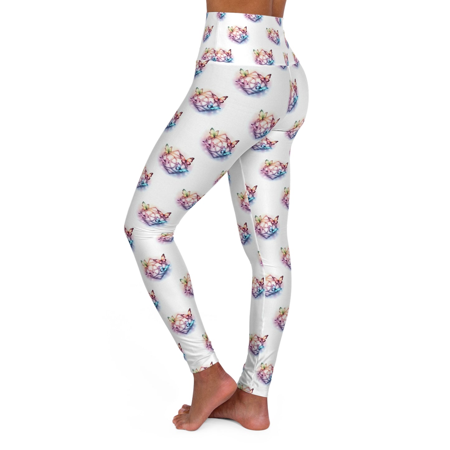 Colorful Butterflies High Waisted Yoga Leggings - Fun Activewear for Butterfly Lovers, Perfect for Yoga, Gym, Workouts, Gifts - Celtic Scents