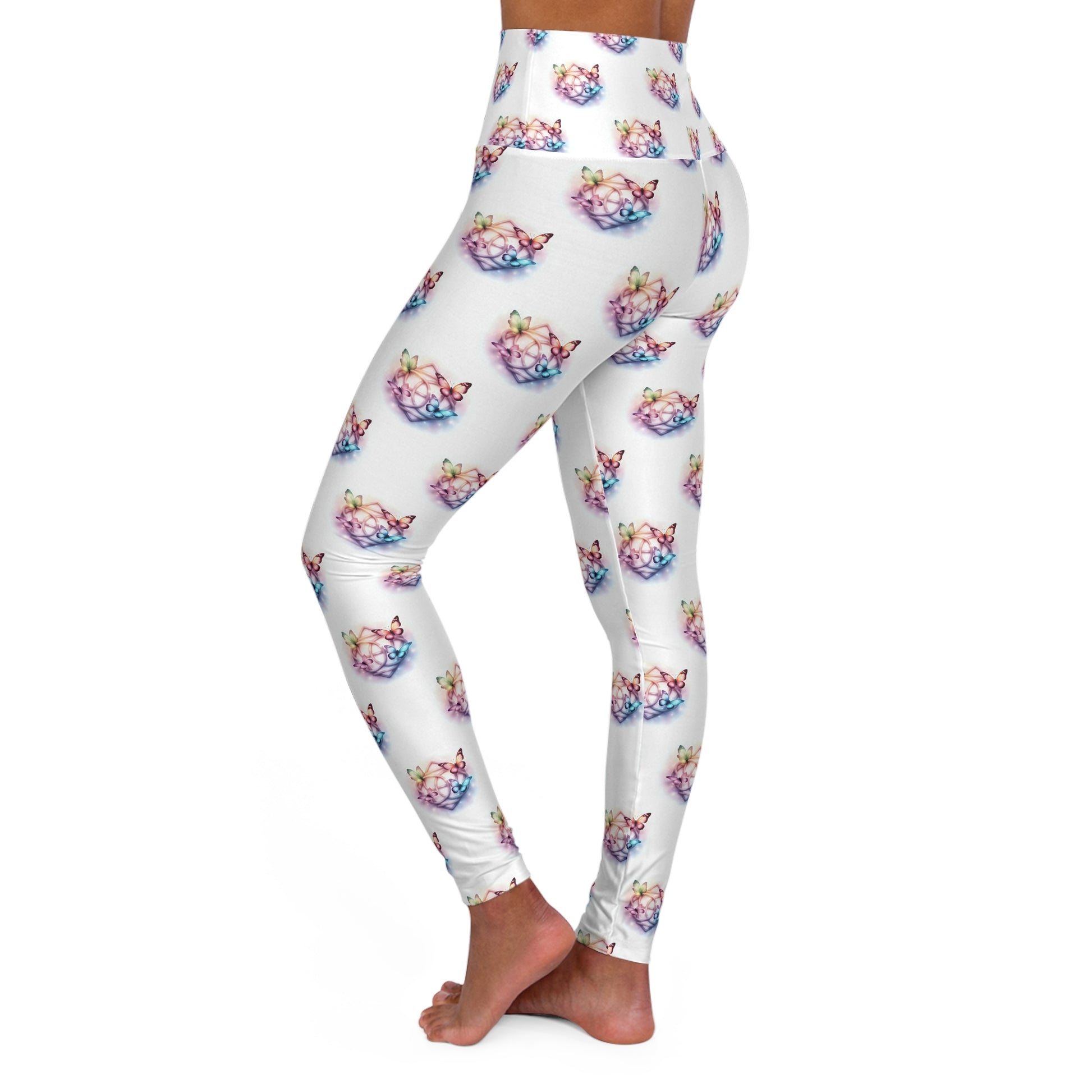 Colorful Butterflies High Waisted Yoga Leggings - Fun Activewear for Butterfly Lovers, Perfect for Yoga, Gym, Workouts, Gifts - Celtic Scents