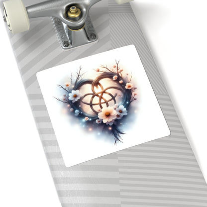 Romantic Floral Kiss-Cut Stickers, Heart Design with Flowers, Perfect for Laptop, Water Bottle, Gifts, Scrapbooking, Wedding Decor - Celtic Scents