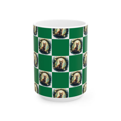 Festive Cat Ceramic Mug - Perfect for Animal Lovers, Christmas Gift, Holiday Coffee Mug, Cozy Home Decor, Cute Tea Cup - Celtic Scents
