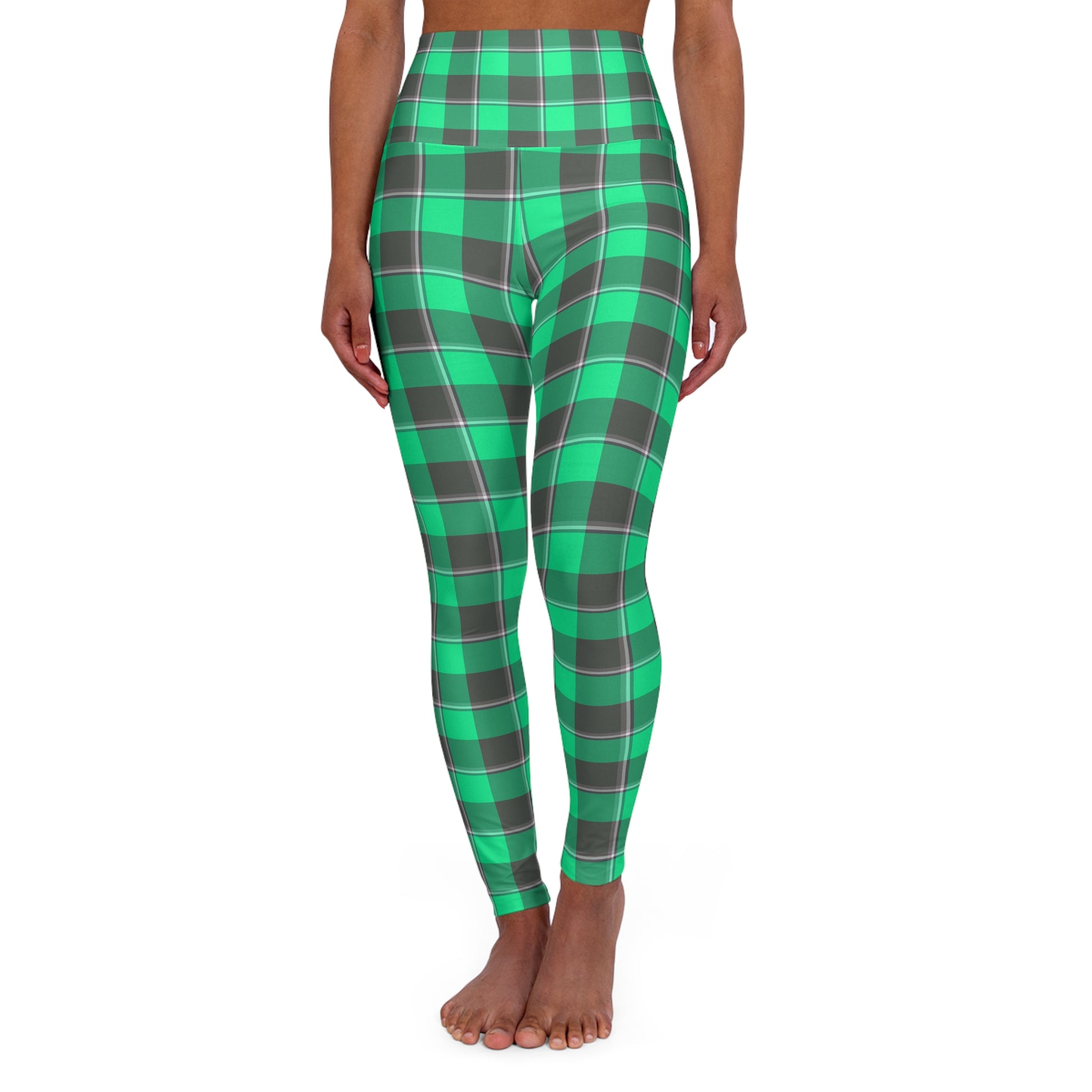 High Waisted Plaid Yoga Leggings, Comfortable Activewear for Fitness, Workout, Yoga, Pilates, Athleisure - Celtic Scents