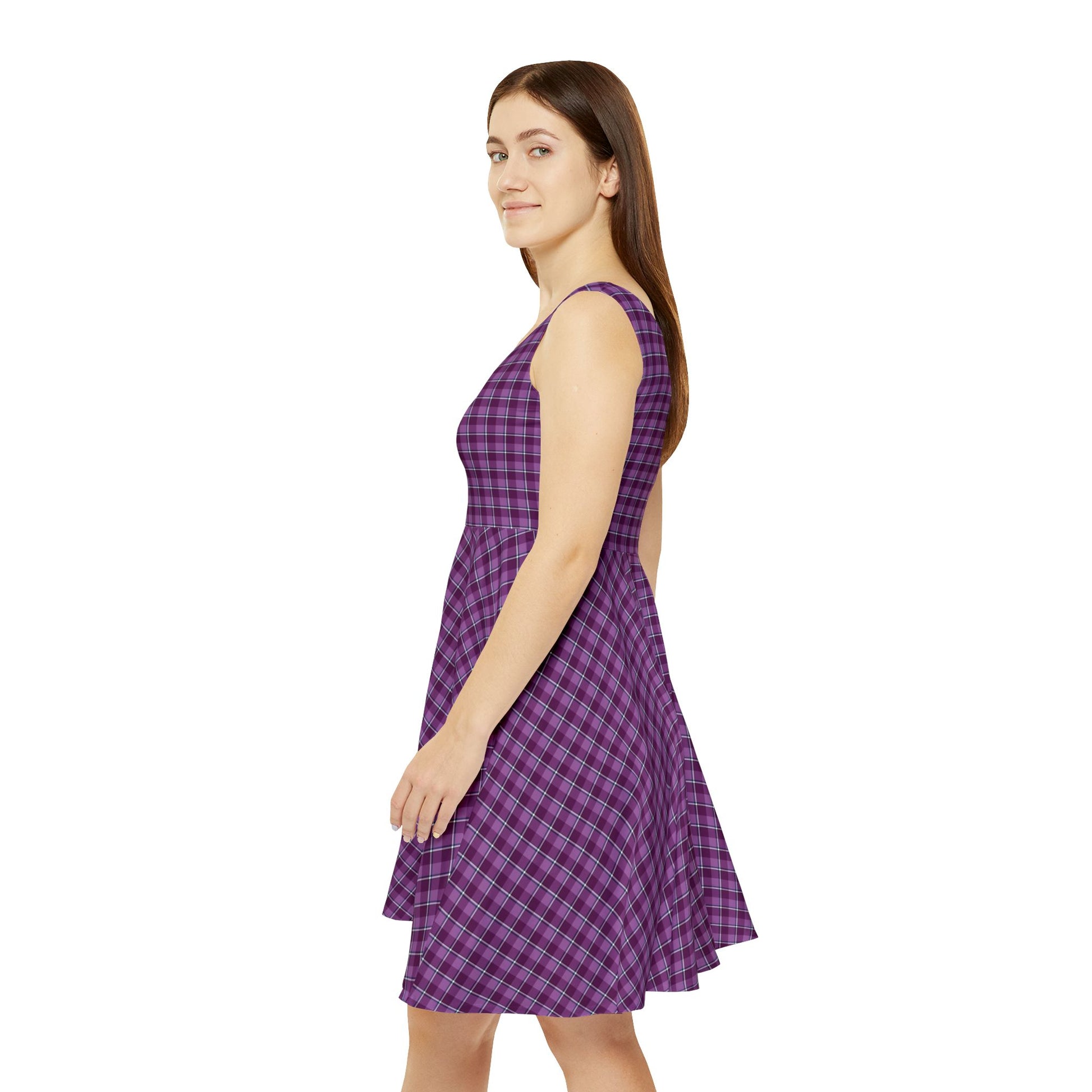 Purple Plaid Women's Skater Dress | Cute Summer Dress, Casual Outfit, Spring Fashion, Boho Dress, Everyday Wear - Celtic Scents