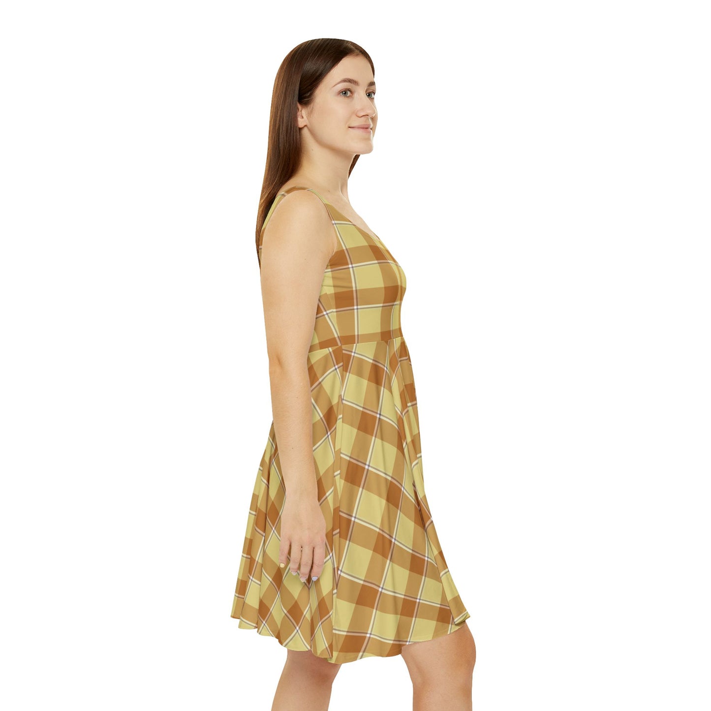 Chic Fall Plaid Women's Skater Dress, Casual Dress, Flowy Dress, Plaid Summer Dress, Cute Party Dress, Stylish Dress for Every Occasion - Celtic Scents
