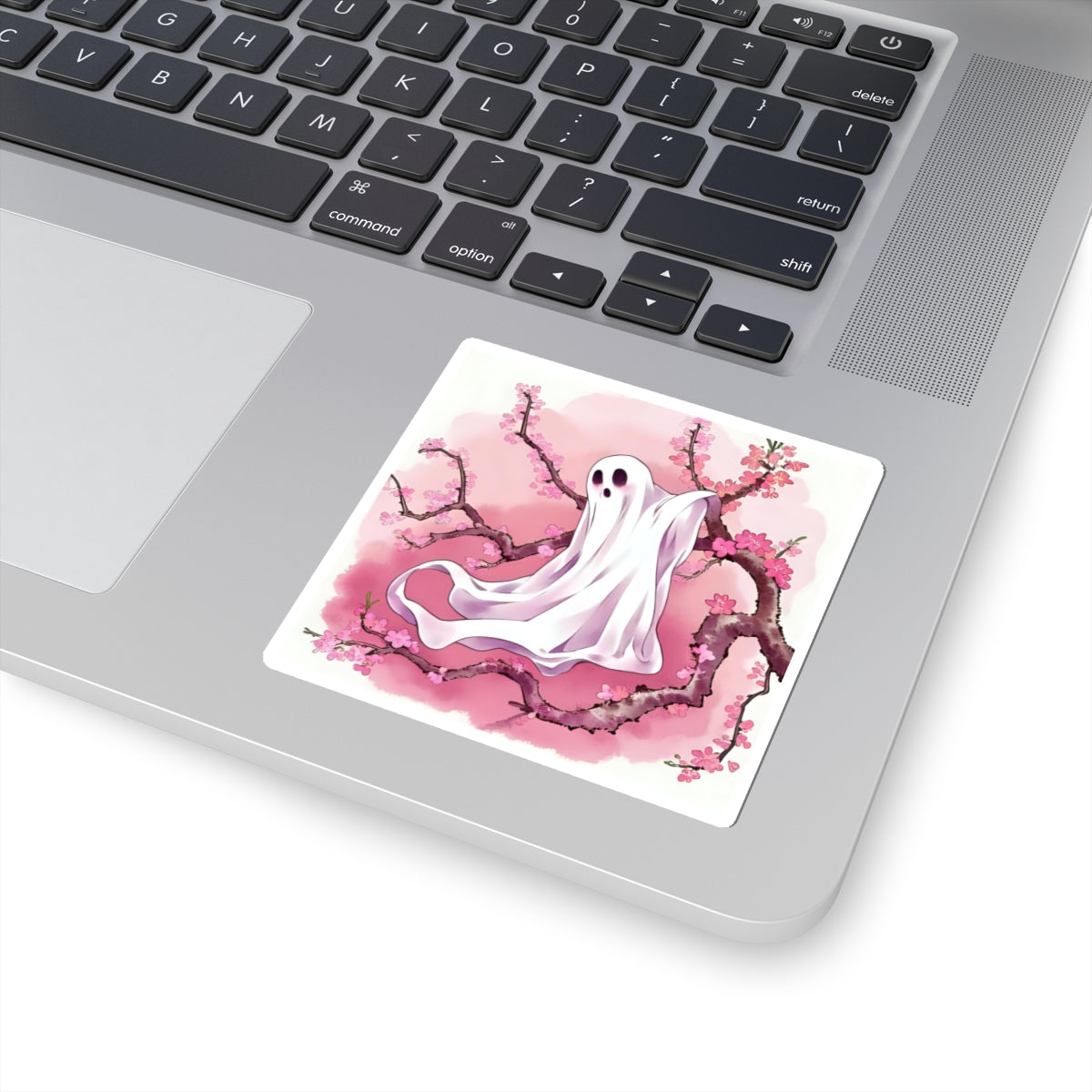 Whimsical Ghost Cherry Blossom Stickers, Cute Decor, Gift for Halloween, Kawaii Sticker, Laptop Decal - Celtic Scents