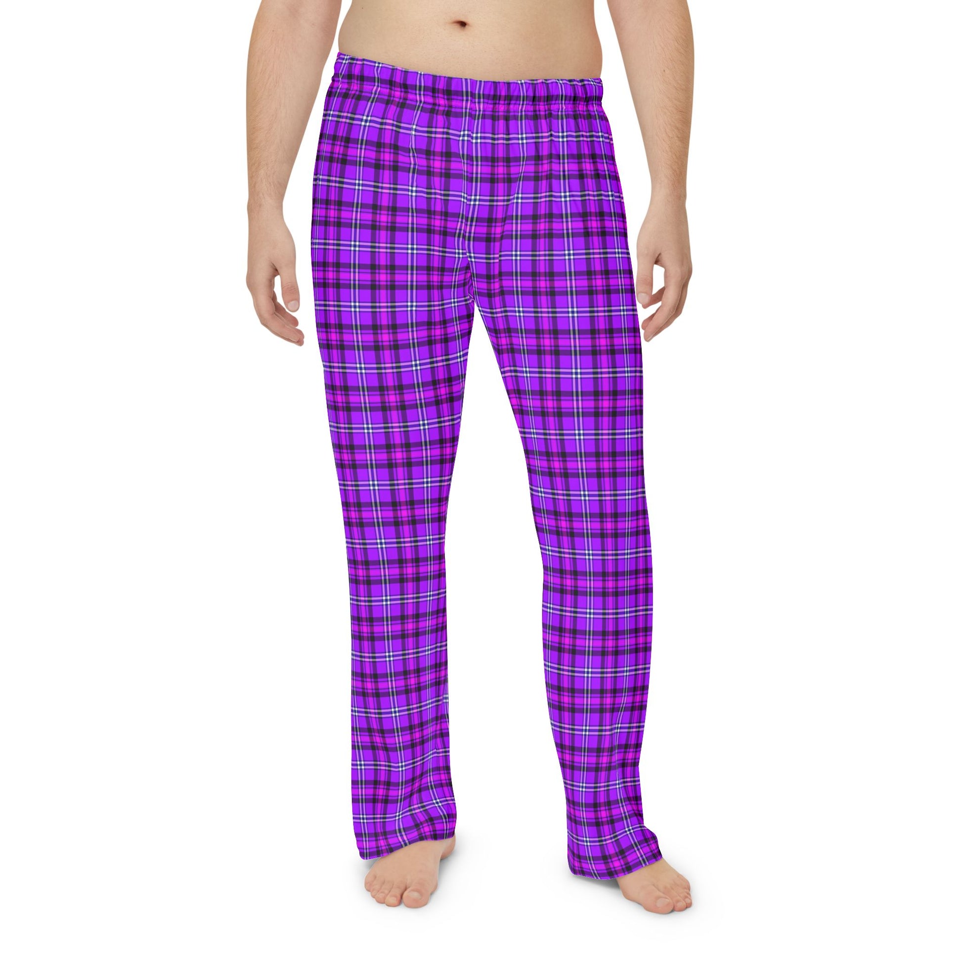 Stylish Men’s Pajama Pants, Cozy Loungewear for Relaxation, Vibrant Purple Plaid Sleepwear, Perfect for Gift Giving, Holidays - Celtic Scents